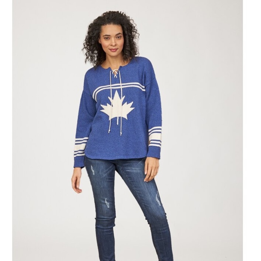 Cotton Country Hockey Canada Lace Up‎ Sweater